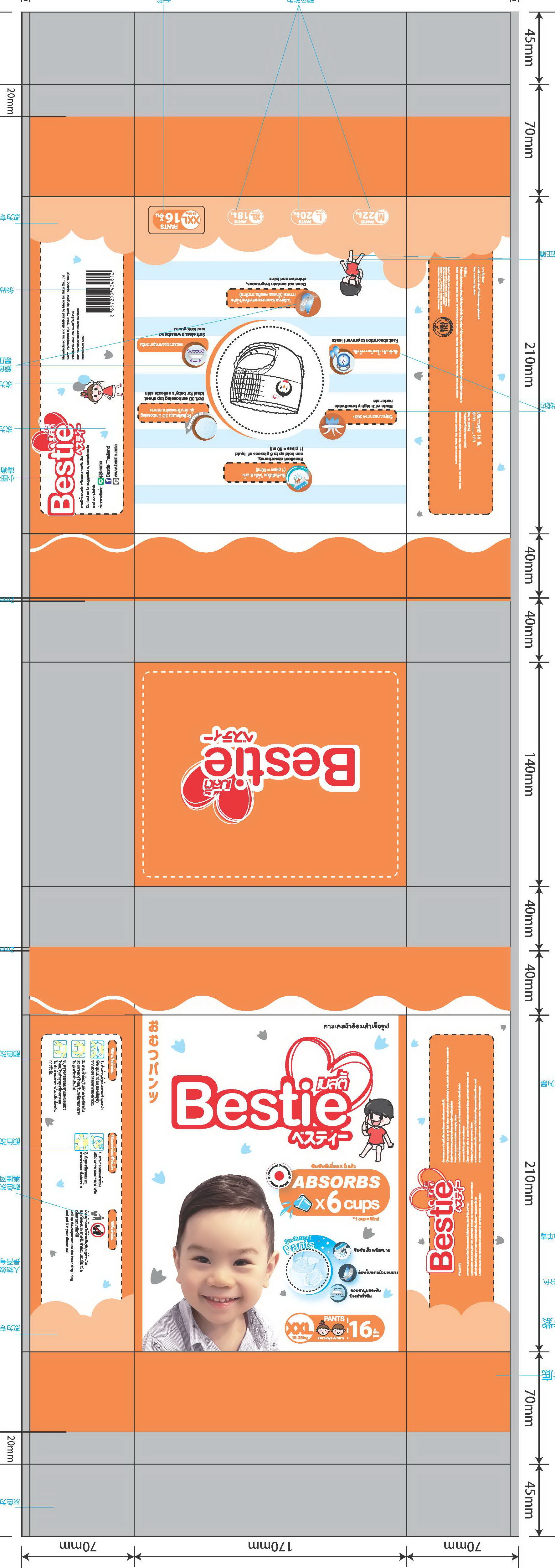 Bestie XXL pants die-line layout